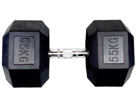 Rubber Hex Dumbbell 55kg